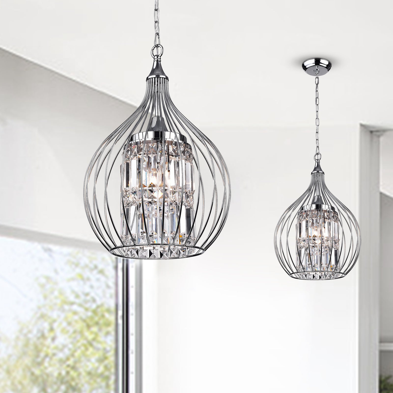 Pelentri 3-Light Foyer Pendant - Chrome