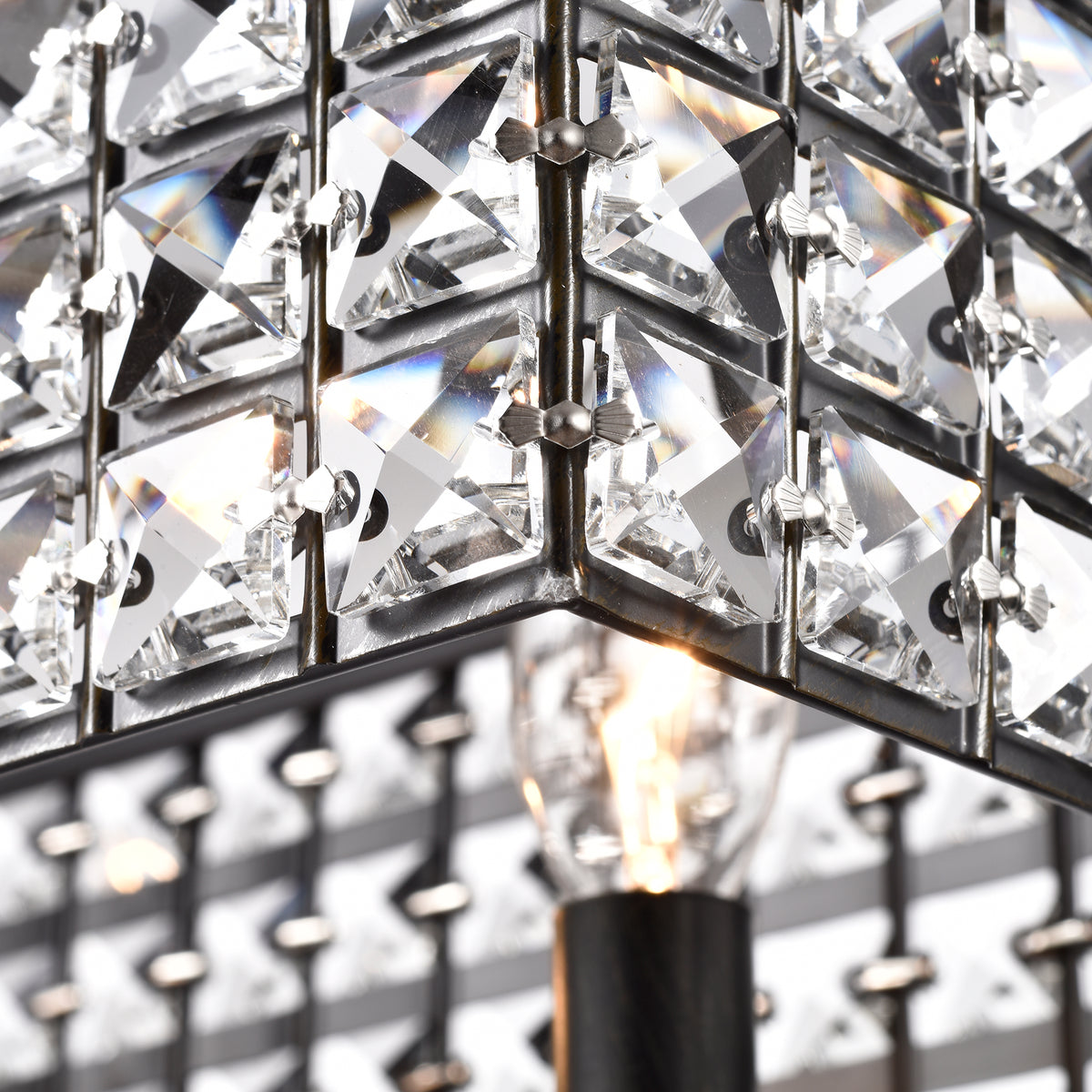 Archidona Rectangular Beaded 8-Light Chandelier for Dining/Living Room, Kitchen Island - Coffee Brushed Black