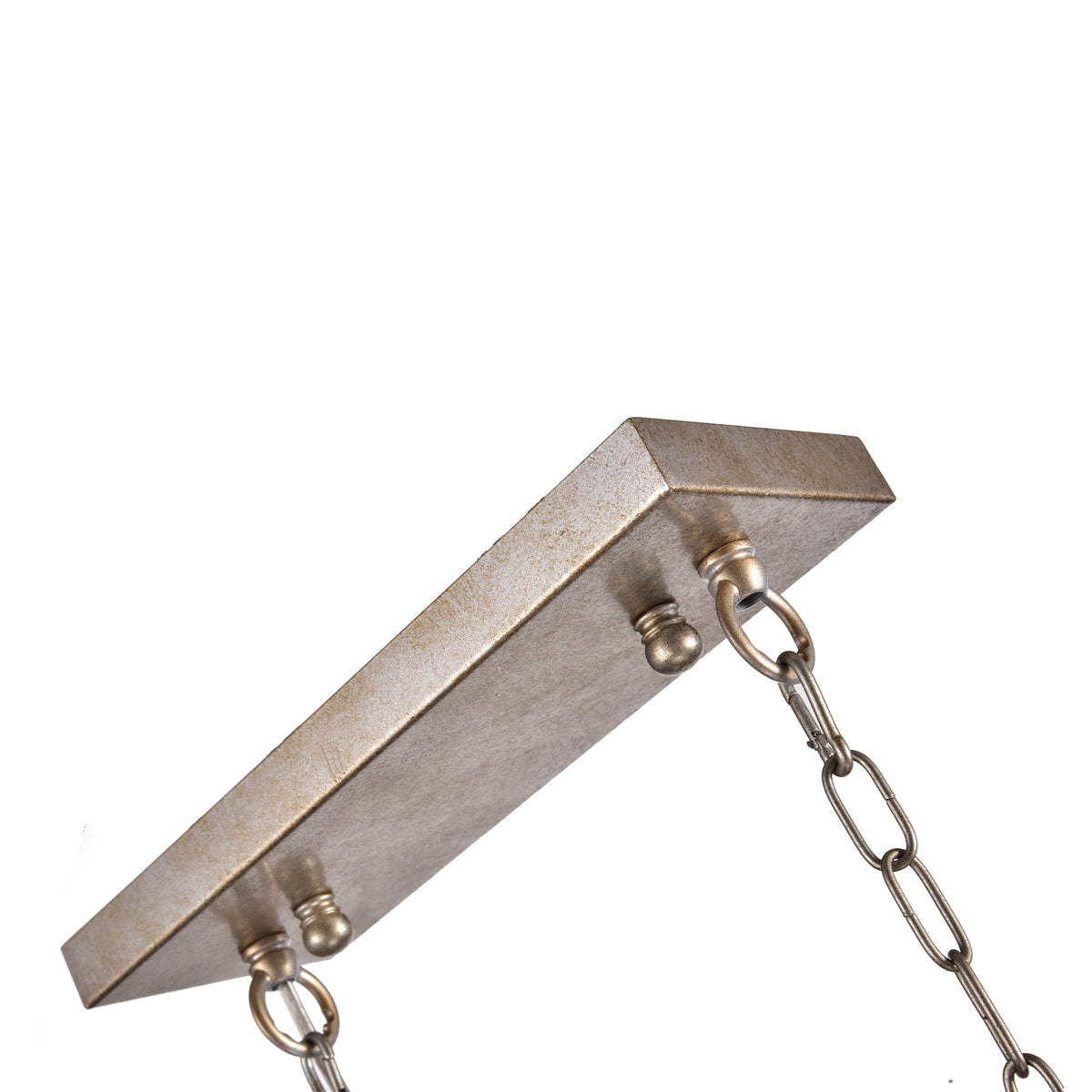 Amathea Rectangular Beaded 5-Light Chandelier for Dining/Living Room, Kitchen Island - Antique Silver