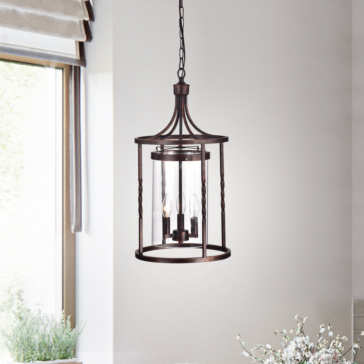 Astelia 3-Light Lantern Square Pendant for Dining/Bedroom, Hallway
