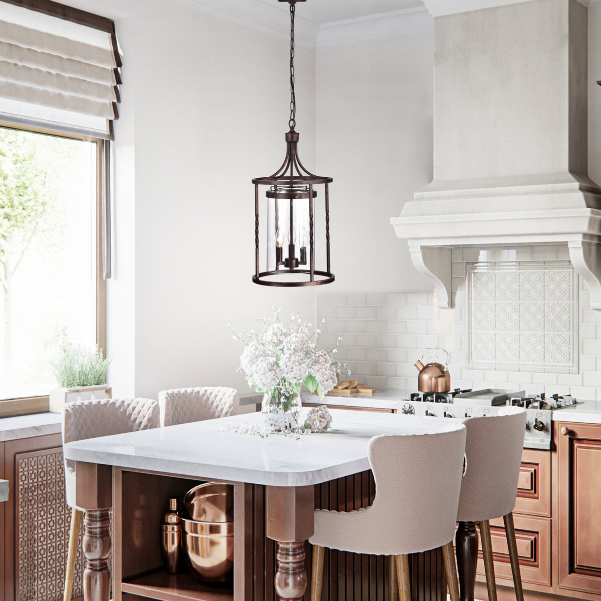 Astelia 3-Light Lantern Square Pendant for Dining/Bedroom, Hallway