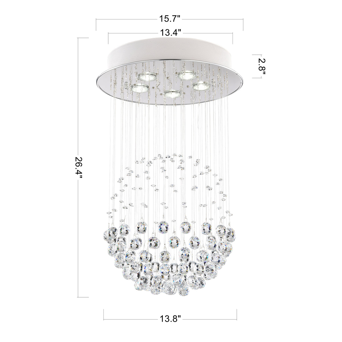 Astilbe Rain Drop 5-Light Flush Mount for Kitchen, Living/Dining Room, Bedroom