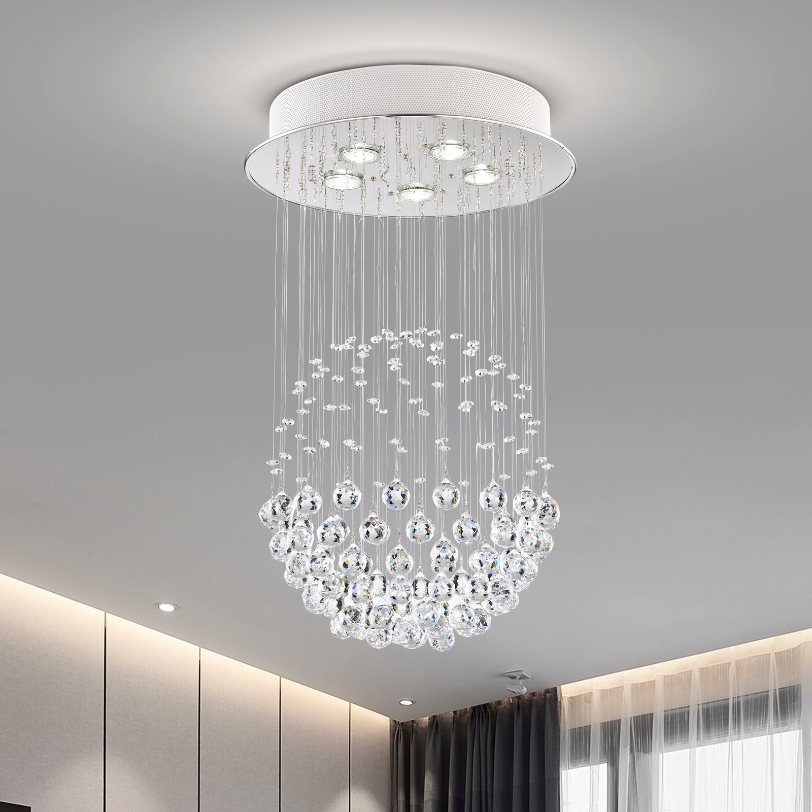 Astilbe Rain Drop 5-Light Flush Mount for Kitchen, Living/Dining Room, Bedroom