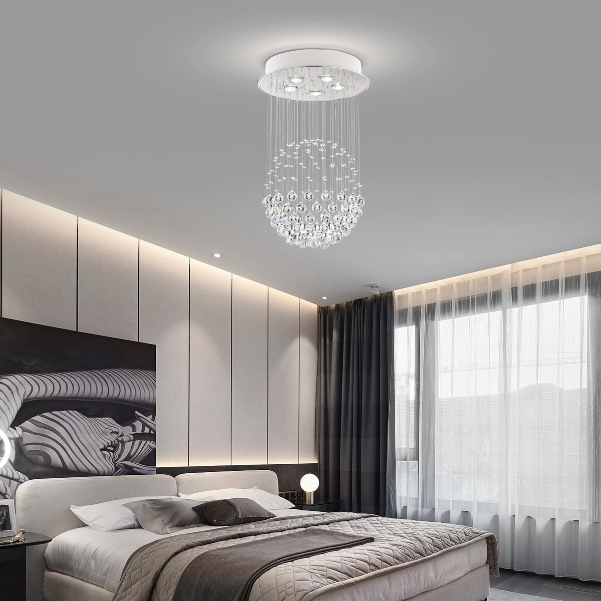 Astilbe Rain Drop 5-Light Flush Mount for Kitchen, Living/Dining Room, Bedroom