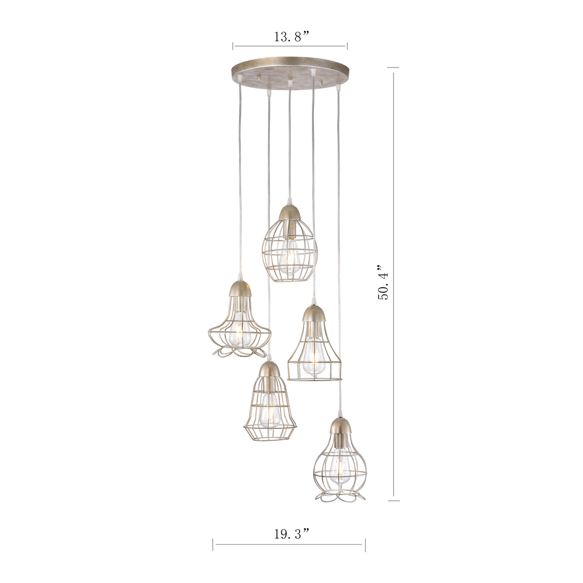 Devers 5-Light Cluster Pendant - Antique Silver