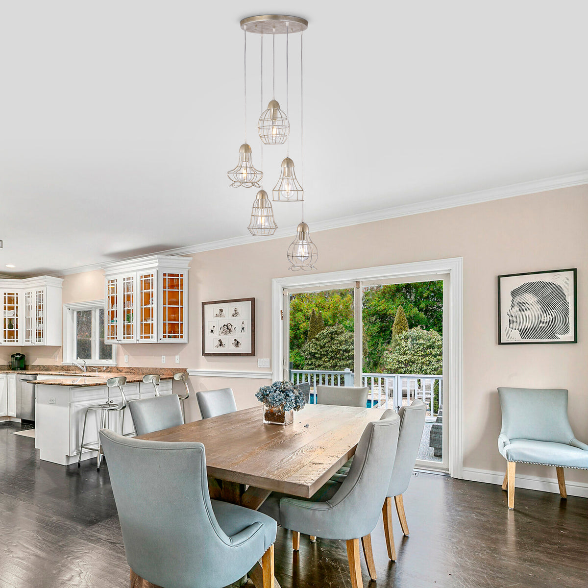 Devers 5-Light Cluster Pendant - Antique Silver