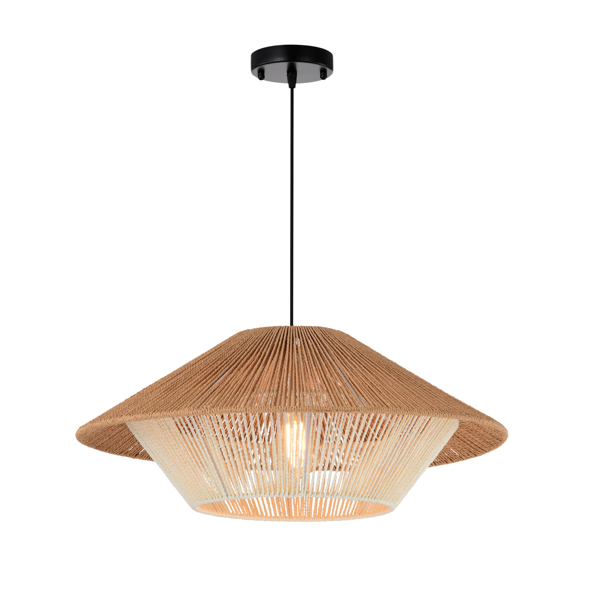 Arcuatus 1-Light Paper Rattan Pendant for Living/Dining Room, Kitchen, Bedroom