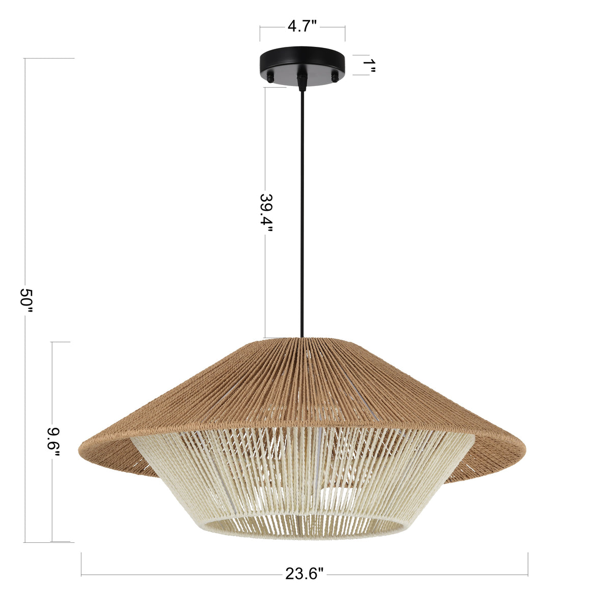 Arcuatus 1-Light Paper Rattan Pendant for Living/Dining Room, Kitchen, Bedroom