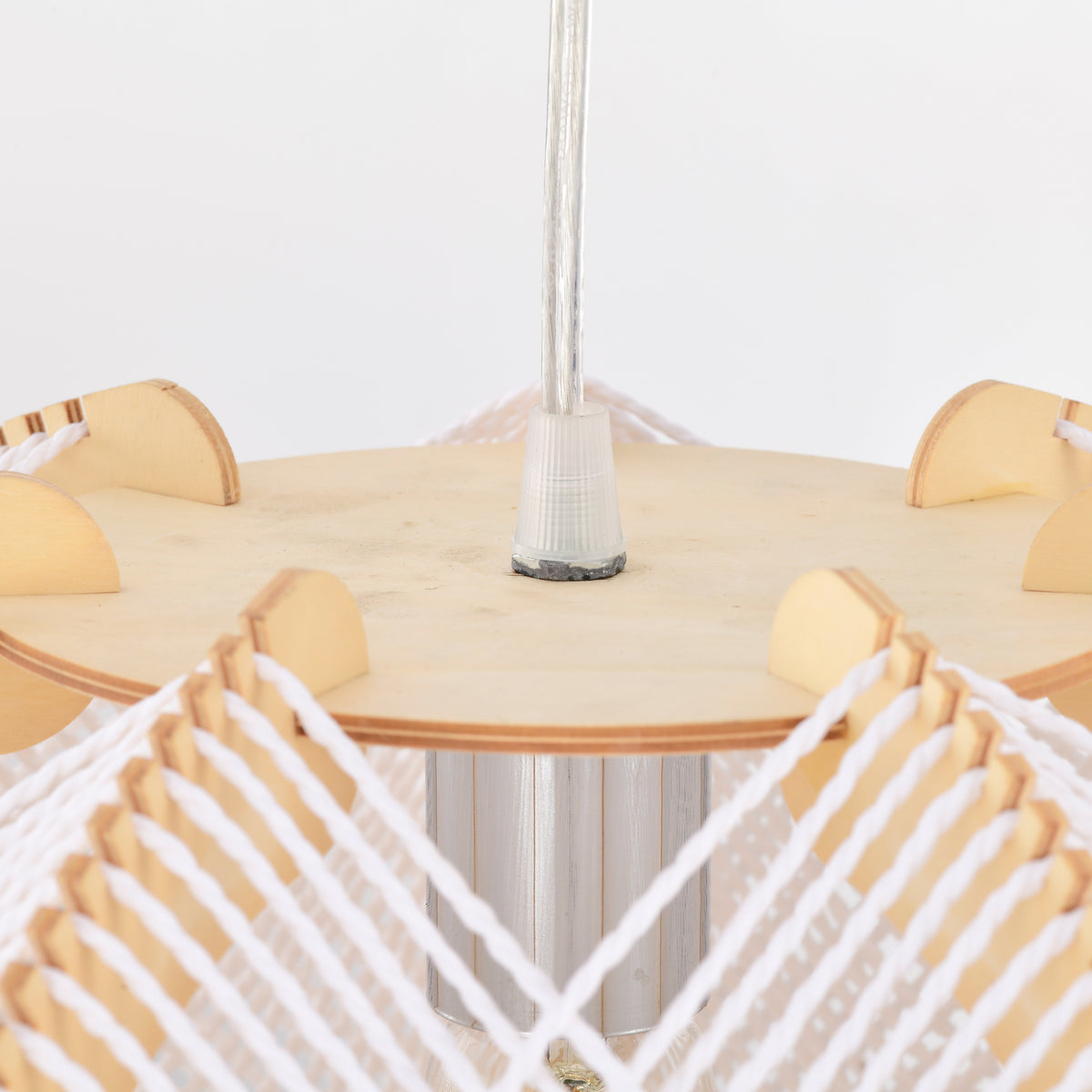 Ardisia 1-Light Wood &amp; Paper Rattan Pendant for Living/Dining Room, Bedroom