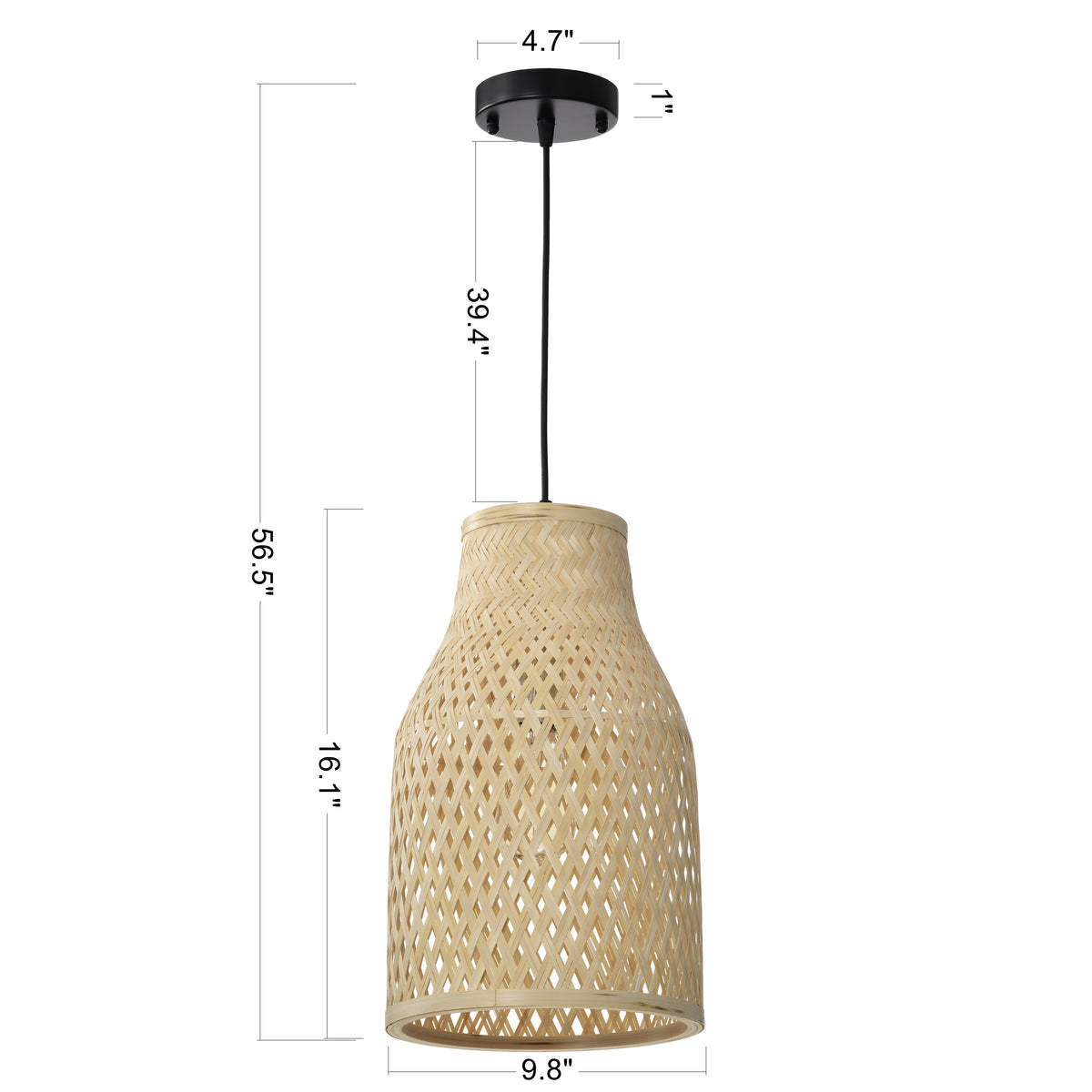 Arothron 1-Light Bamboo Rattan Pendant for Living/Dining Room, Bedroom