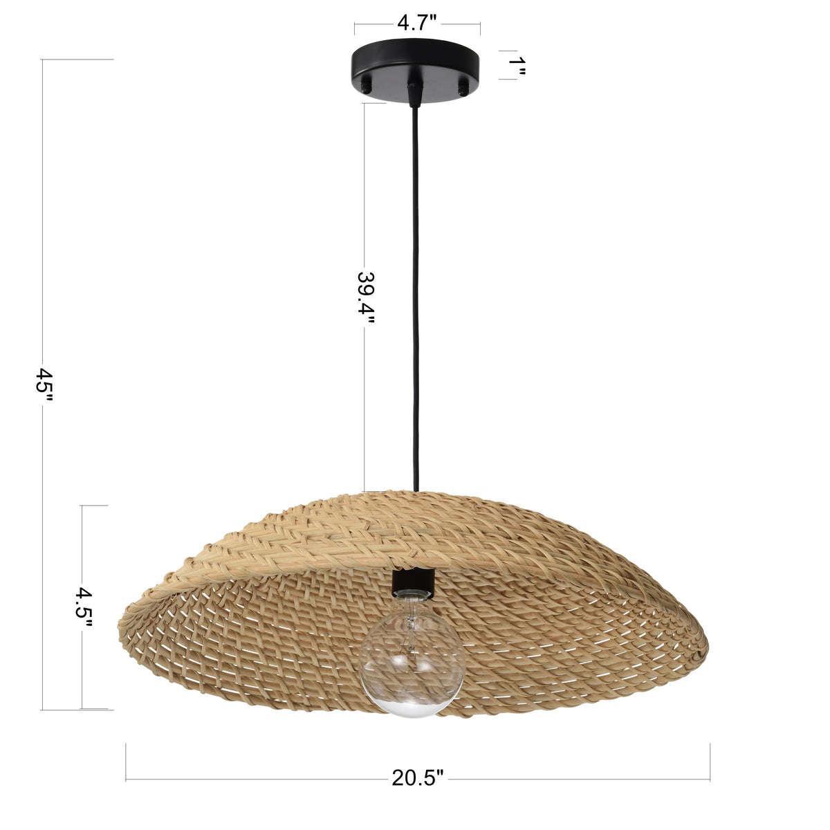 Aspasias 1-Light Bamboo Rattan Pendant for Living/Dining Room, Bedroom