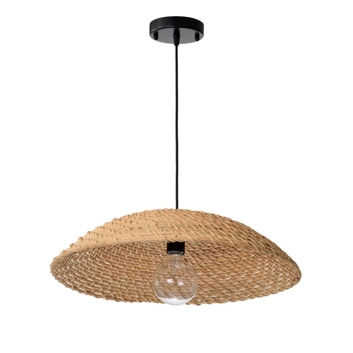 Aspasias 1-Light Bamboo Rattan Pendant for Living/Dining Room, Bedroom