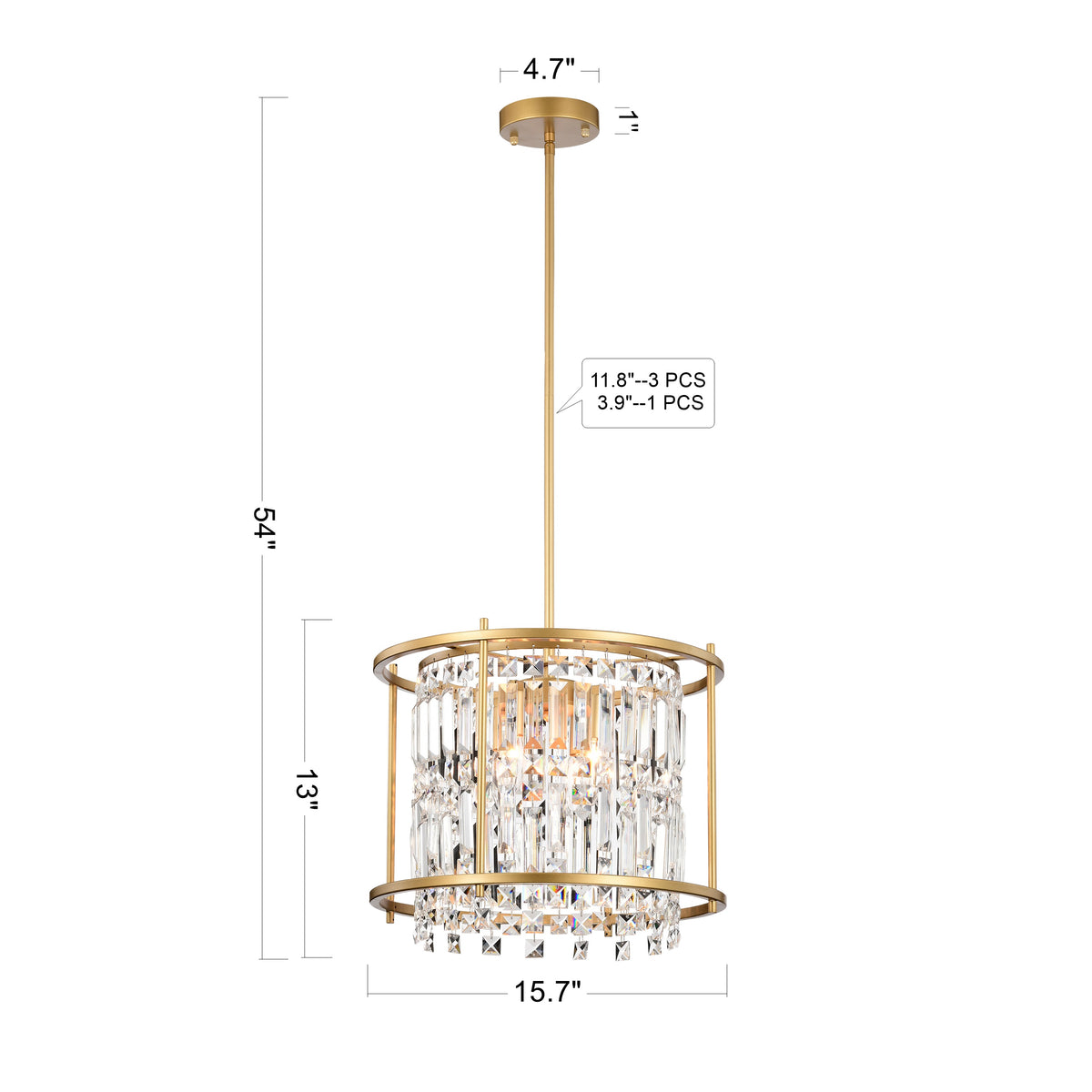 Denna 4-Light Drum Chandelier for Dining/Living Room, Bedroom, Office
