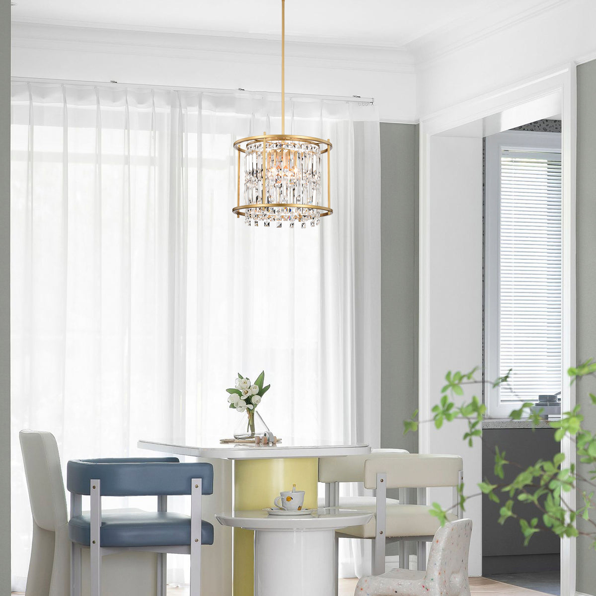 Denna 4-Light Drum Chandelier for Dining/Living Room, Bedroom, Office