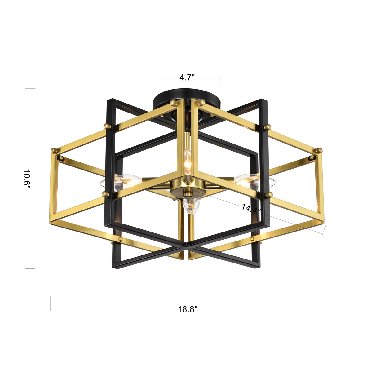Buxus 4-Light Geometric Flush Mount for Dining/Living Room, Bedroom