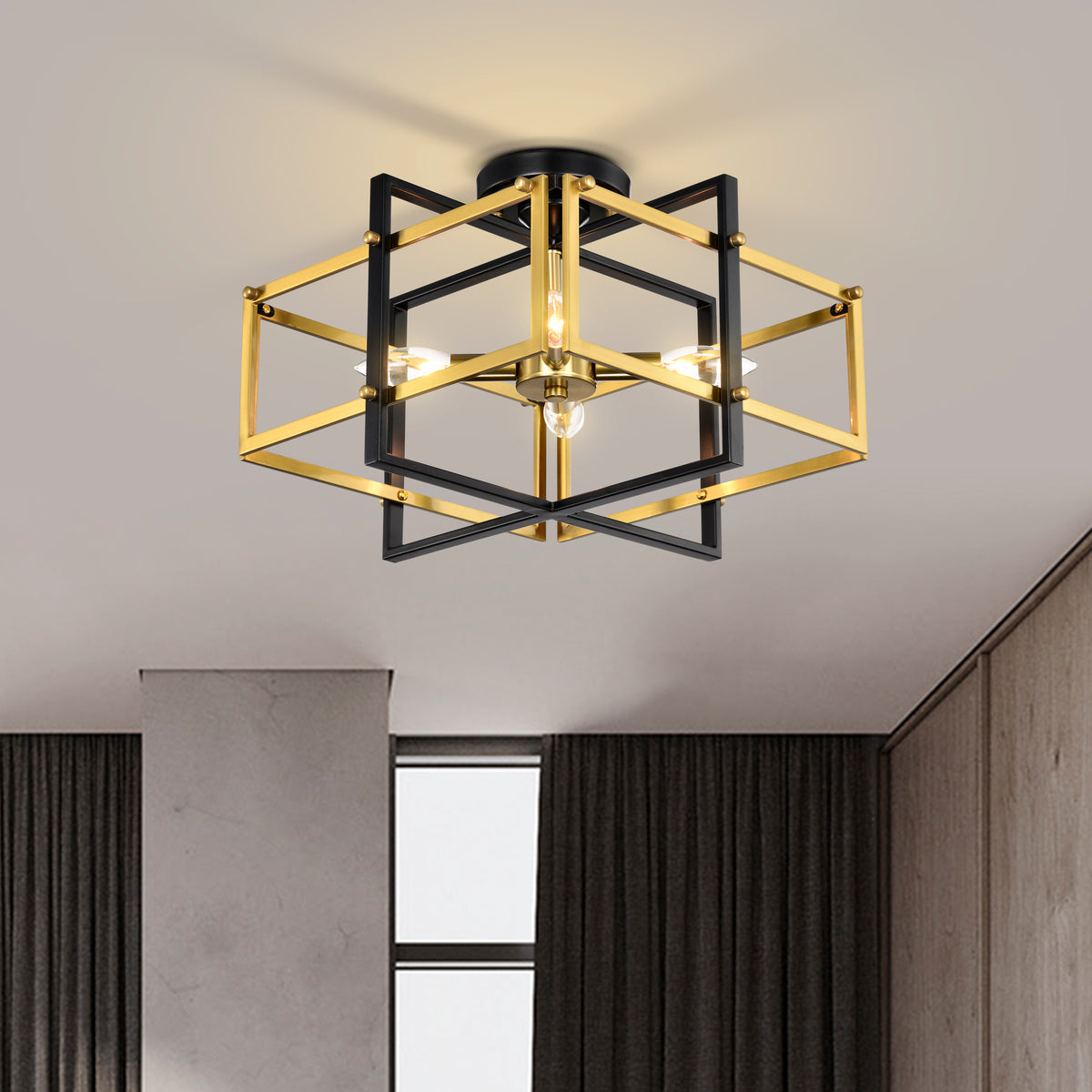 Buxus 4-Light Geometric Flush Mount for Dining/Living Room, Bedroom