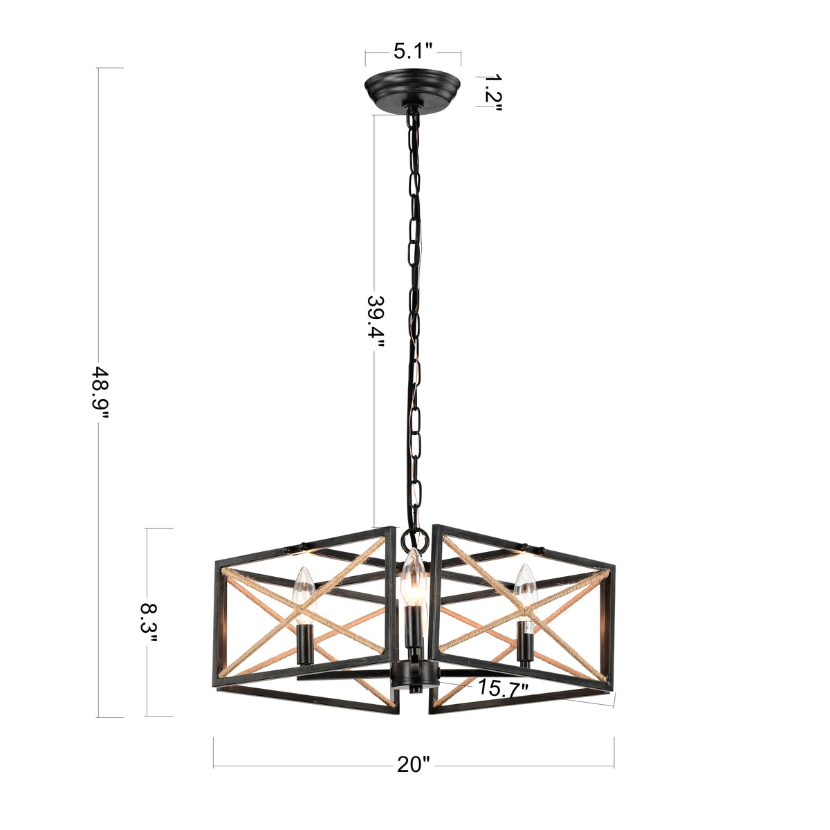 Akela 4-Light Geometric Lantern Style Chandelier for Dining/Living Room, Bedroom