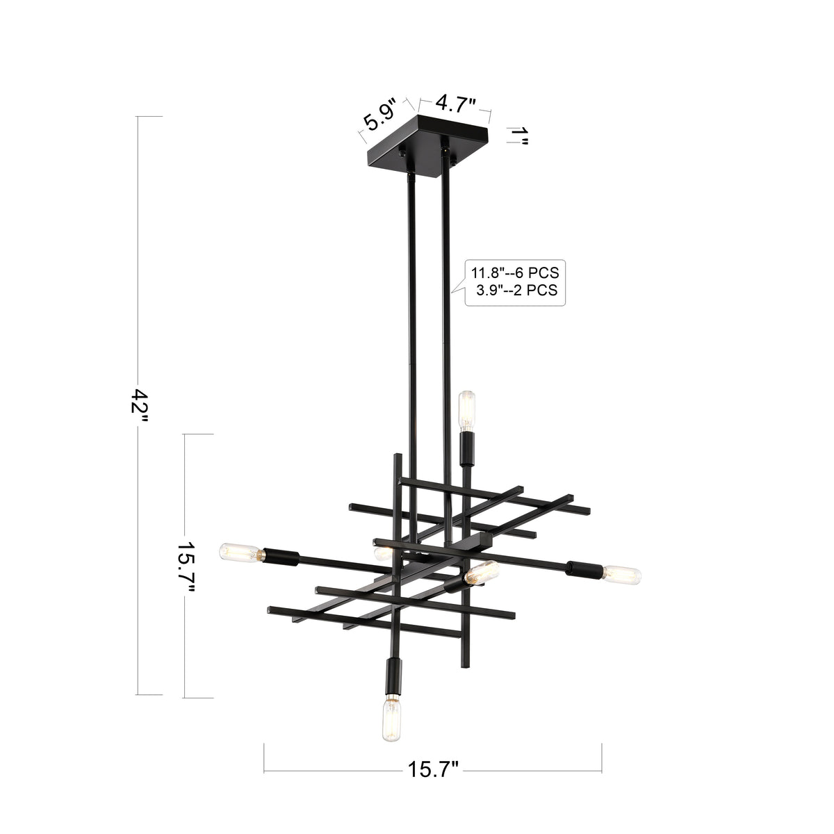 Badesi Geometric 6-Light Chandelier for Dining/Living Room, Bedroom