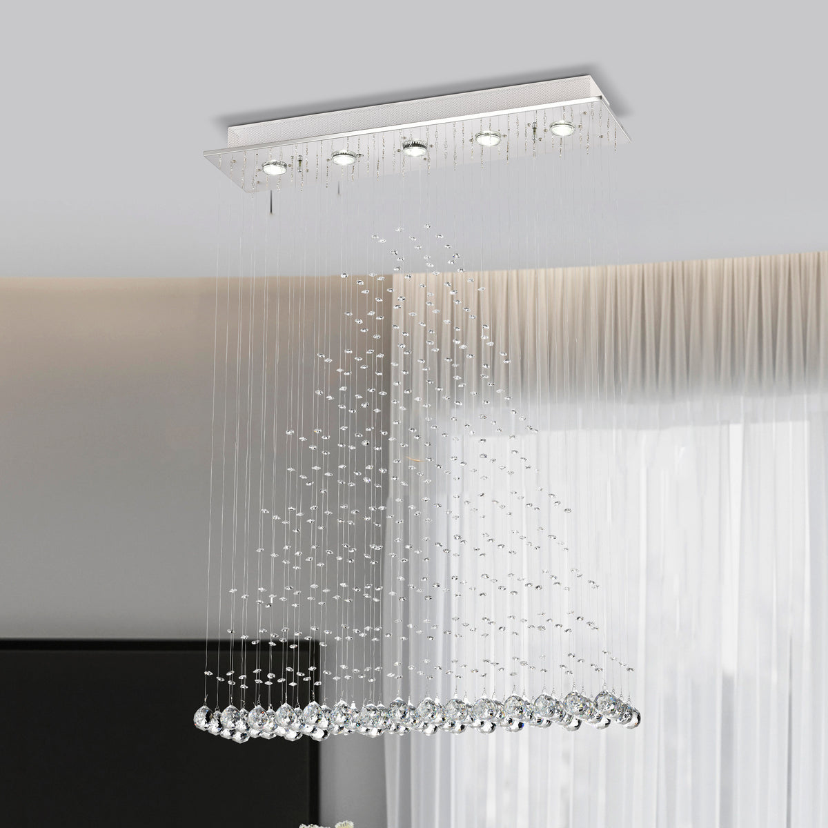 Brunnera Rain Drop 5-Light Flush Mount for Kitchen, Living/Dining Room, Office