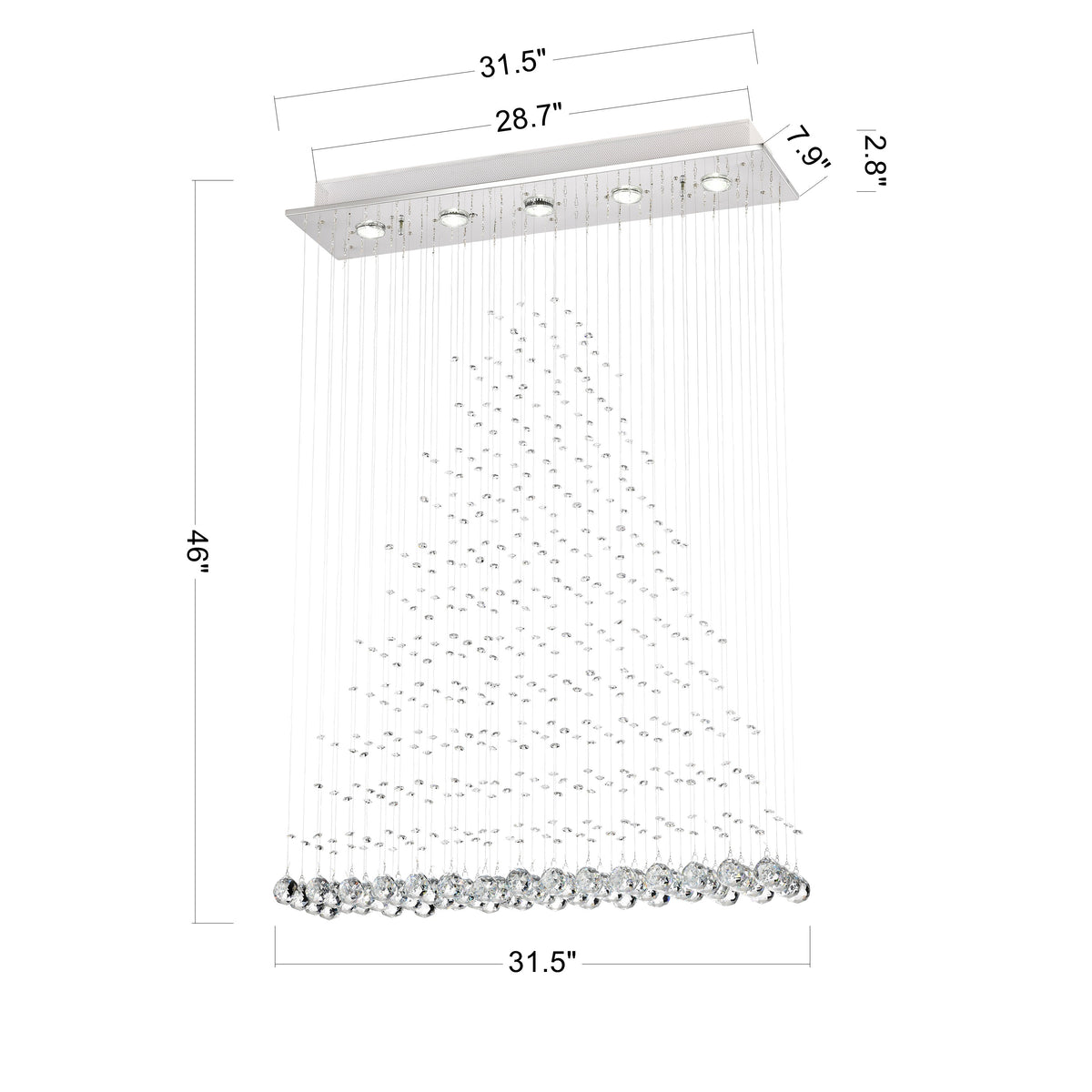 Brunnera Rain Drop 5-Light Flush Mount for Kitchen, Living/Dining Room, Office