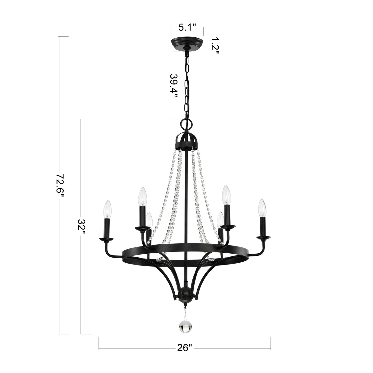 Alona 6-Light Candle Style Chandelier for Living/Dinig Room, Bedroom