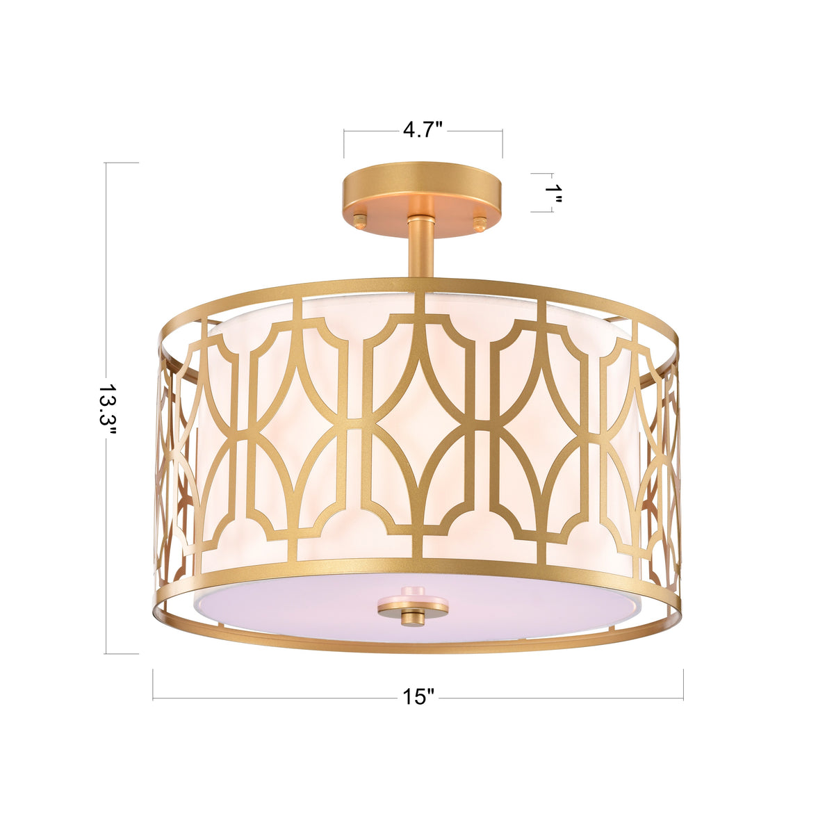 Akando 3-Light Drum Flush Mount for Dining/Living Room, Bedroom, Entryway