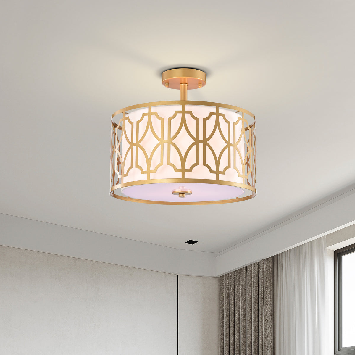 Akando 3-Light Drum Flush Mount for Dining/Living Room, Bedroom, Entryway