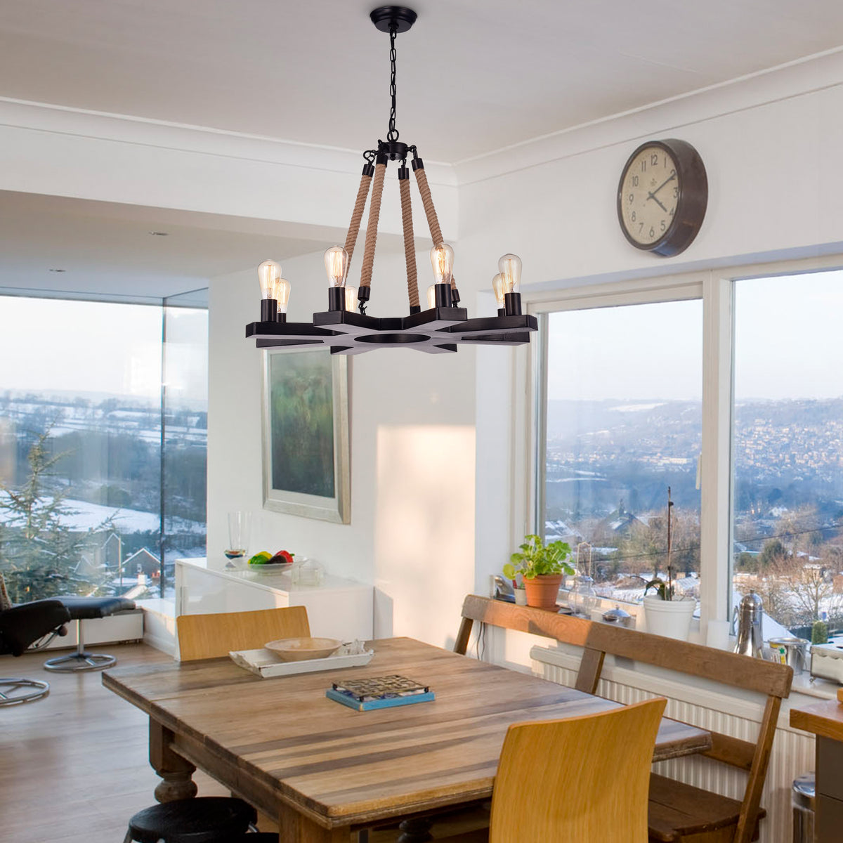 Odakota Candle Style Wagon Wheel Chandelier