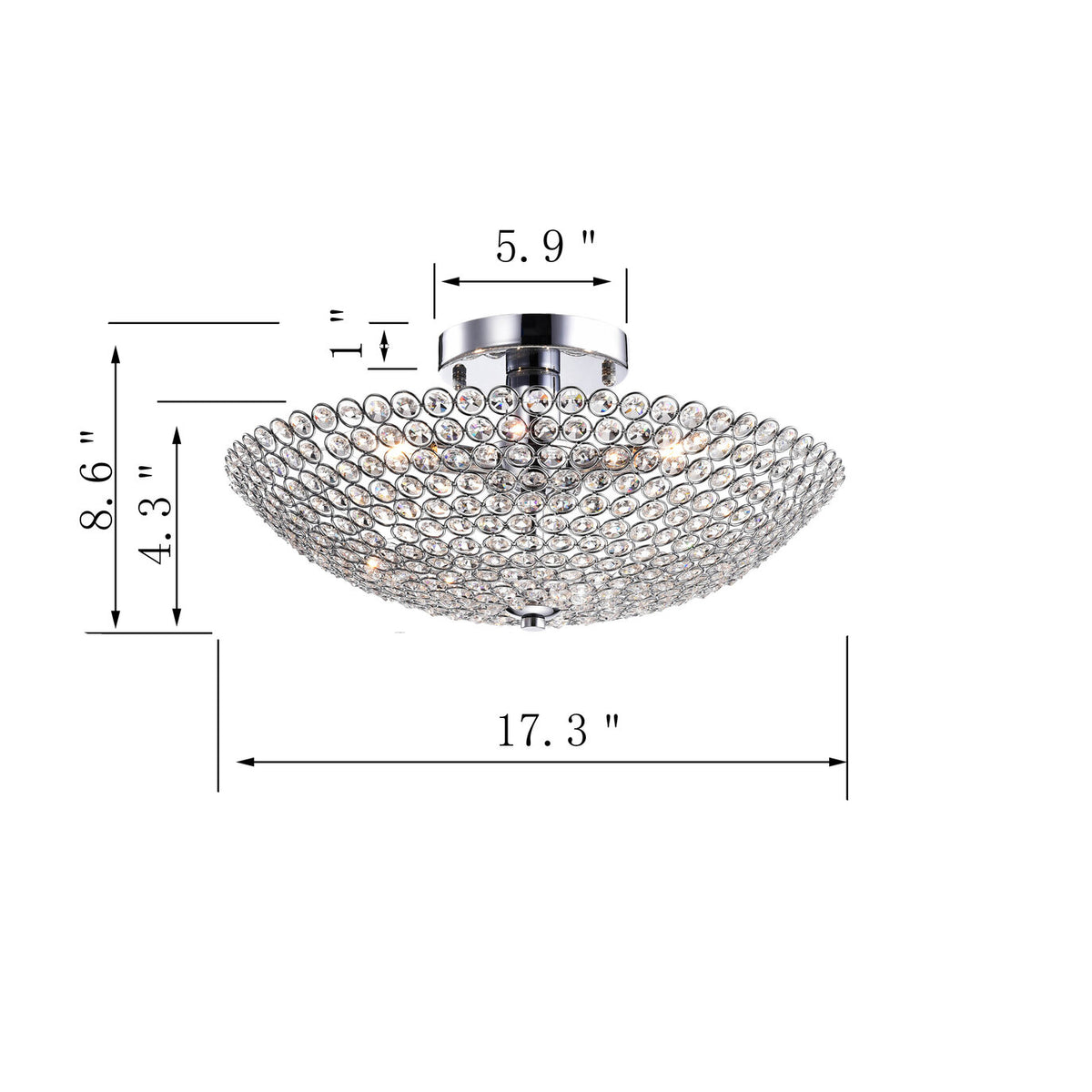 Birkir 3-Light Statement Bowl Semi-Flush Mount