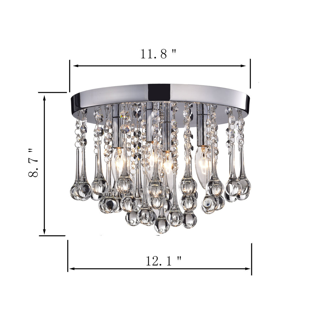 Bastia 4-Light Crystal Flush Mount - Chrome