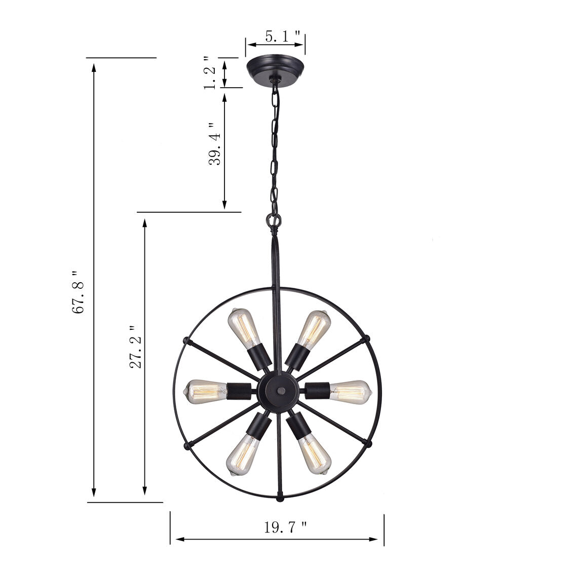 Campsis 6-Light Circular Sputnik Pendant
