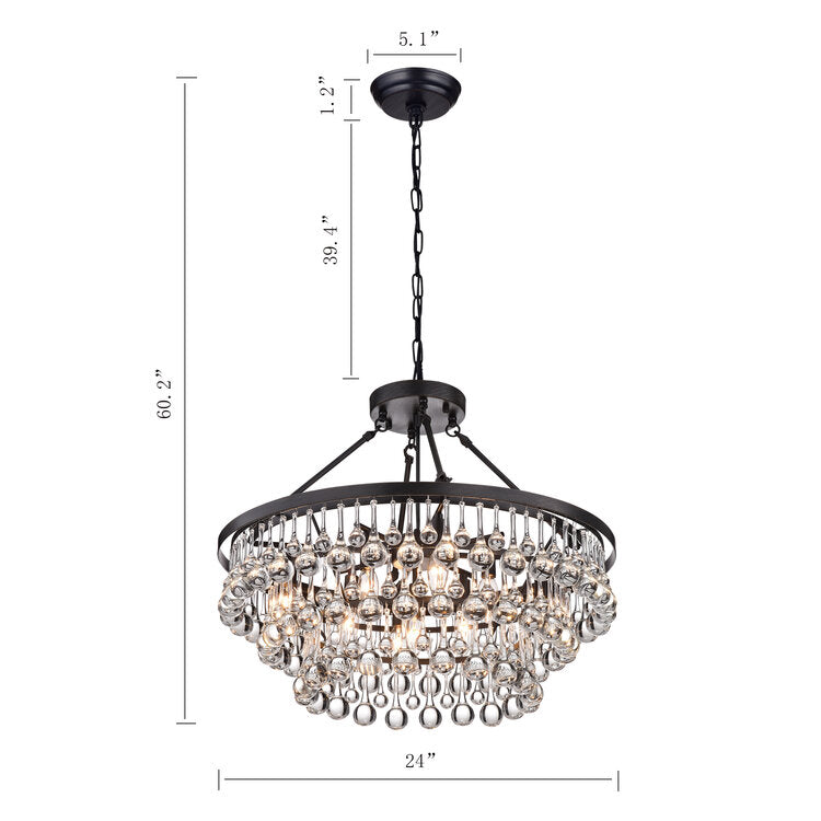 Acharnes 9-Light Tiered Chandelier - Black