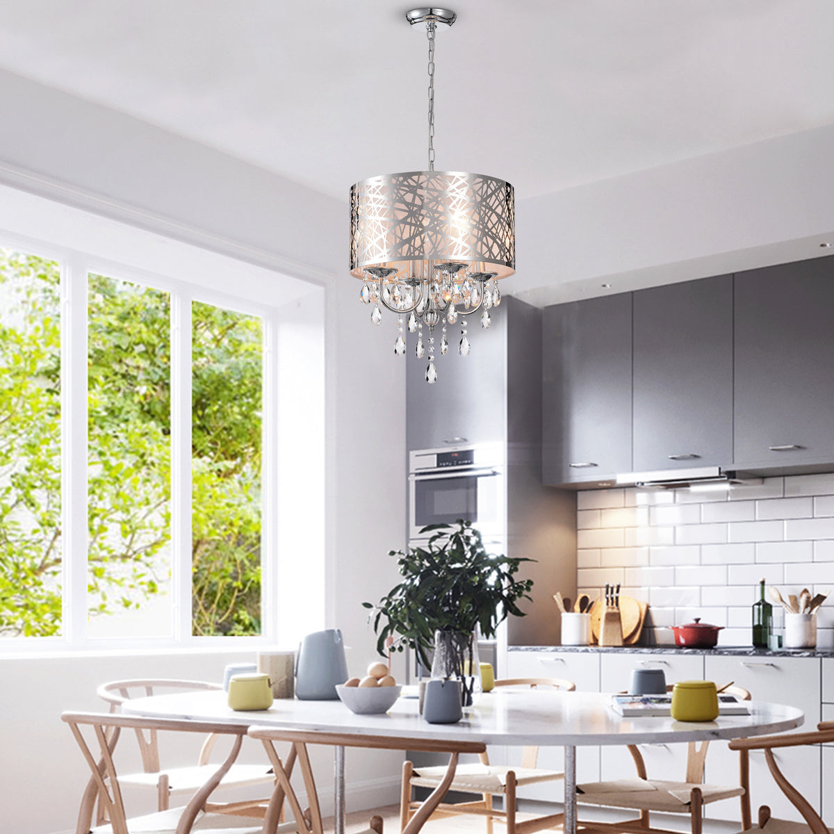 Aguilar 4-Light Shaded Drum Chandelier