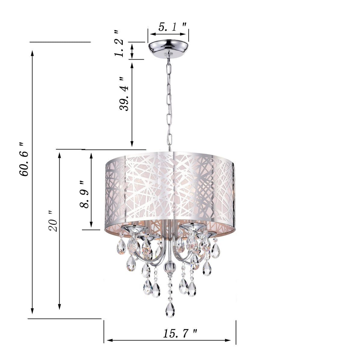 Aguilar 4-Light Shaded Drum Chandelier