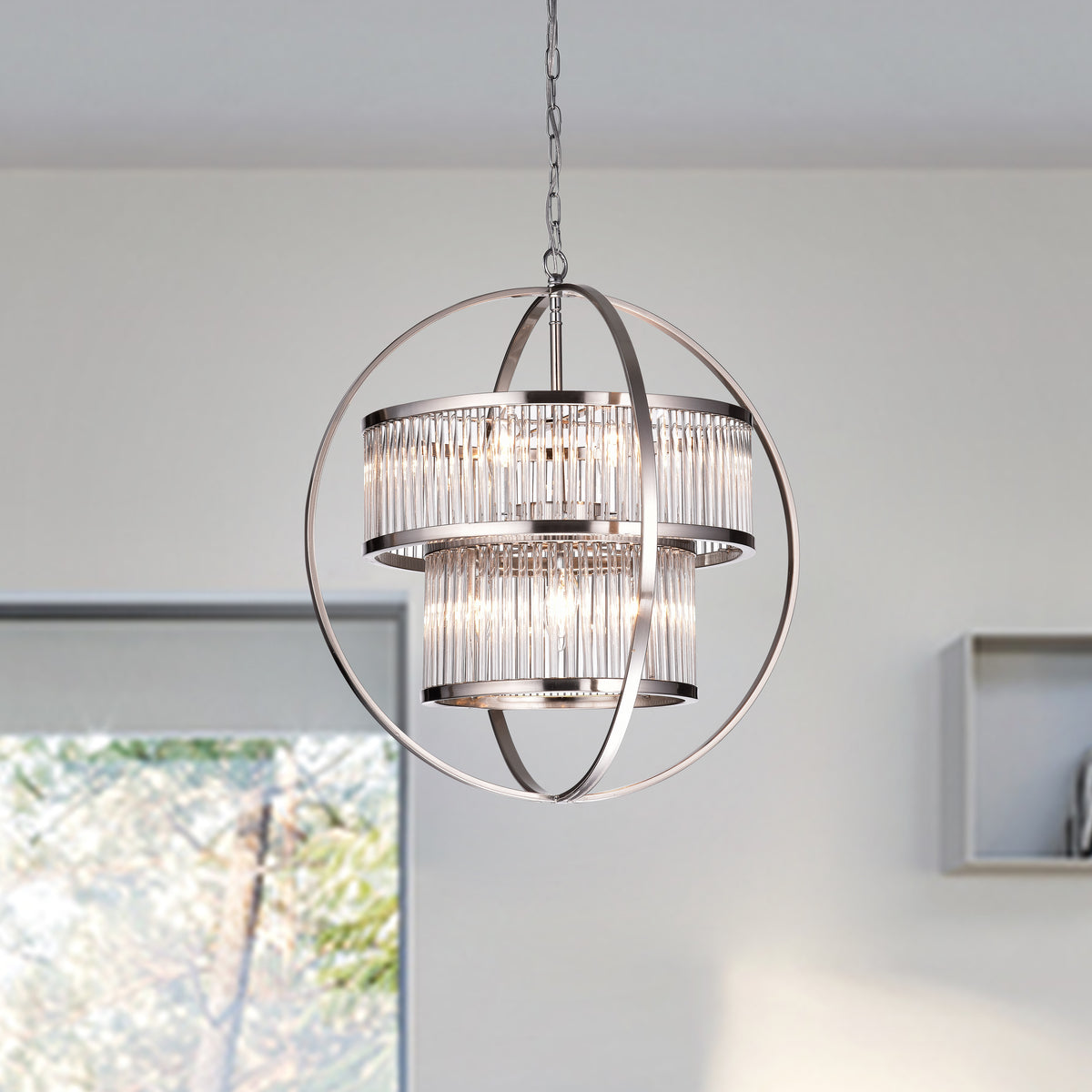 Alata 8-Light Contemporary Tiered Chandelier - Nickel