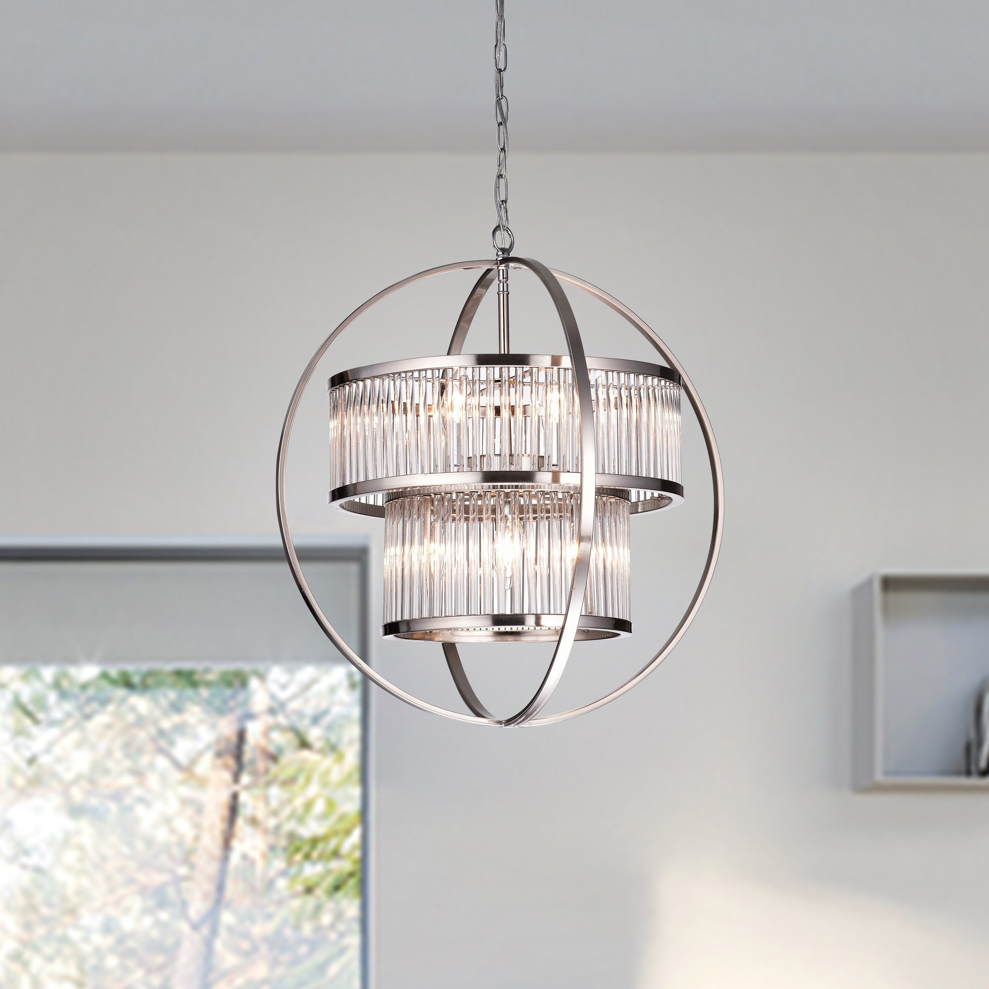 Alata 8-Light Contemporary Tiered Chandelier - Nickel