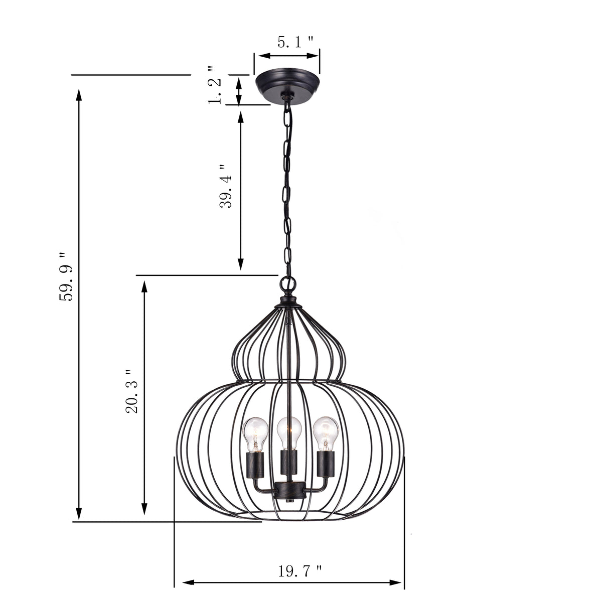 Dohate 3-Light Gourd Shape Pendant