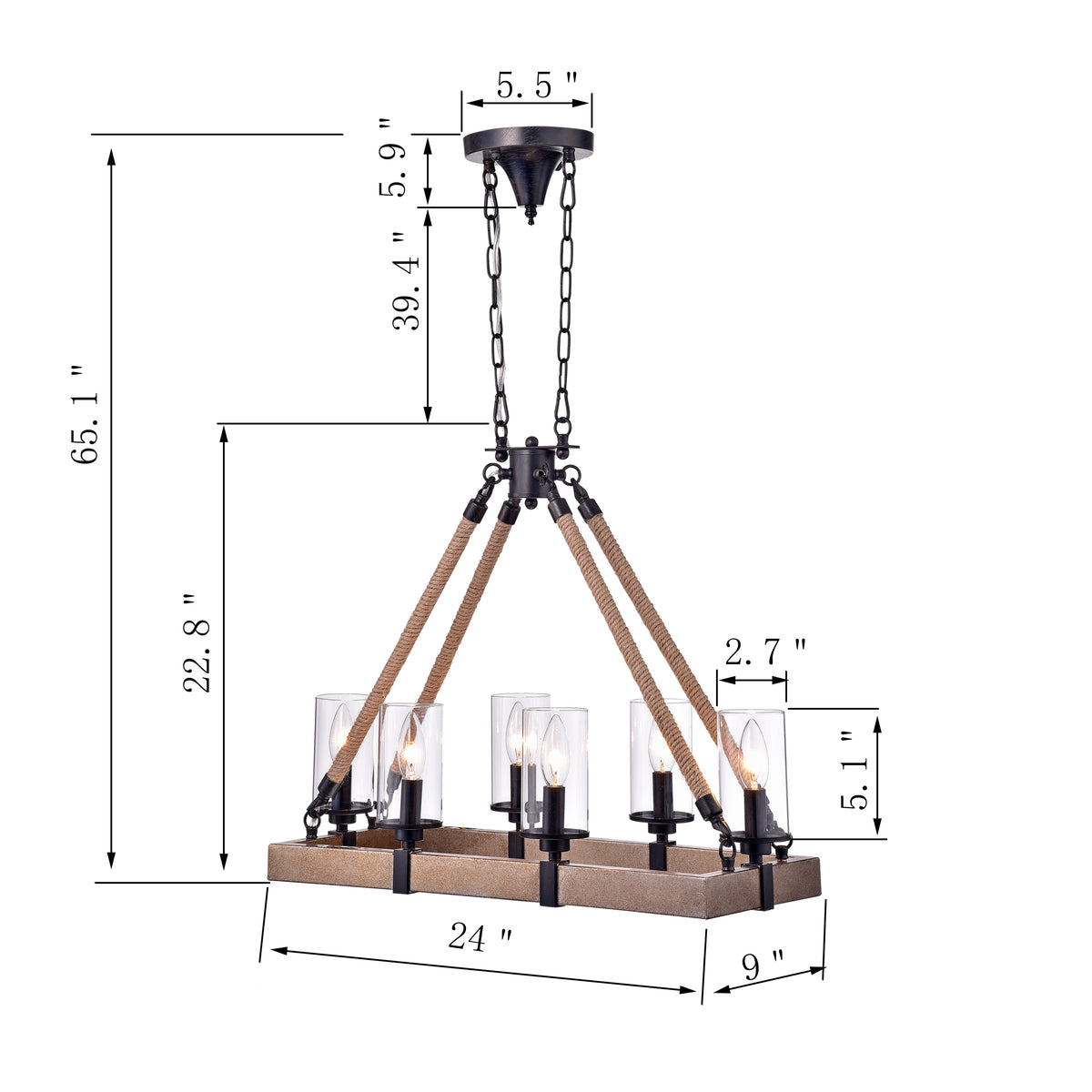 Cauro 6-Light Rectangular Pendant
