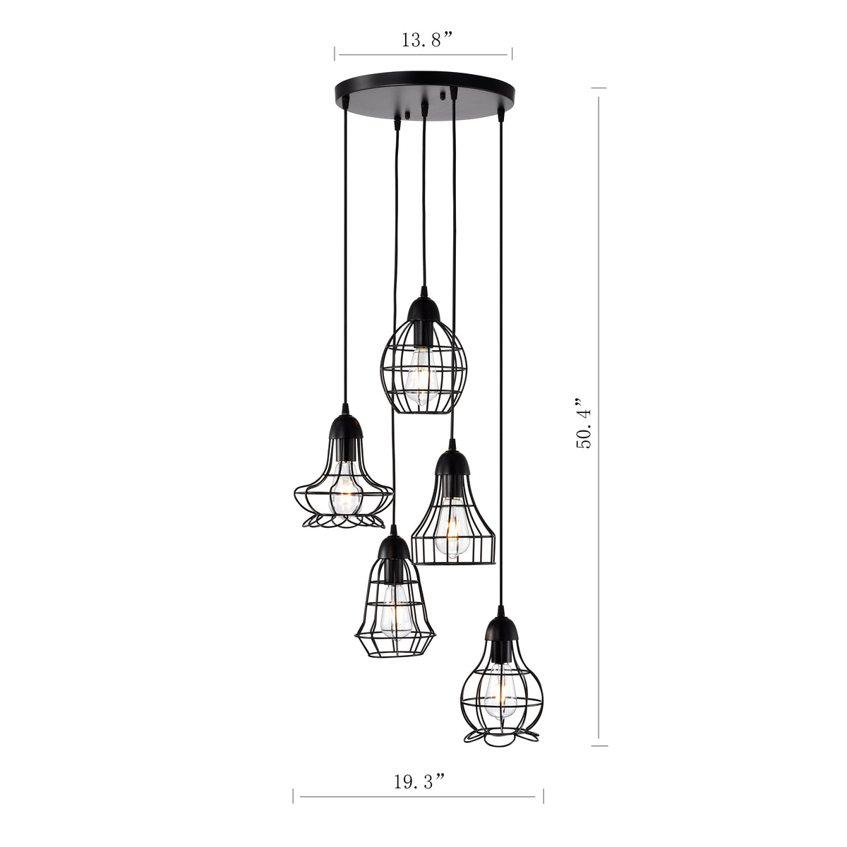Devers 5-Light Cluster Pendant - Black