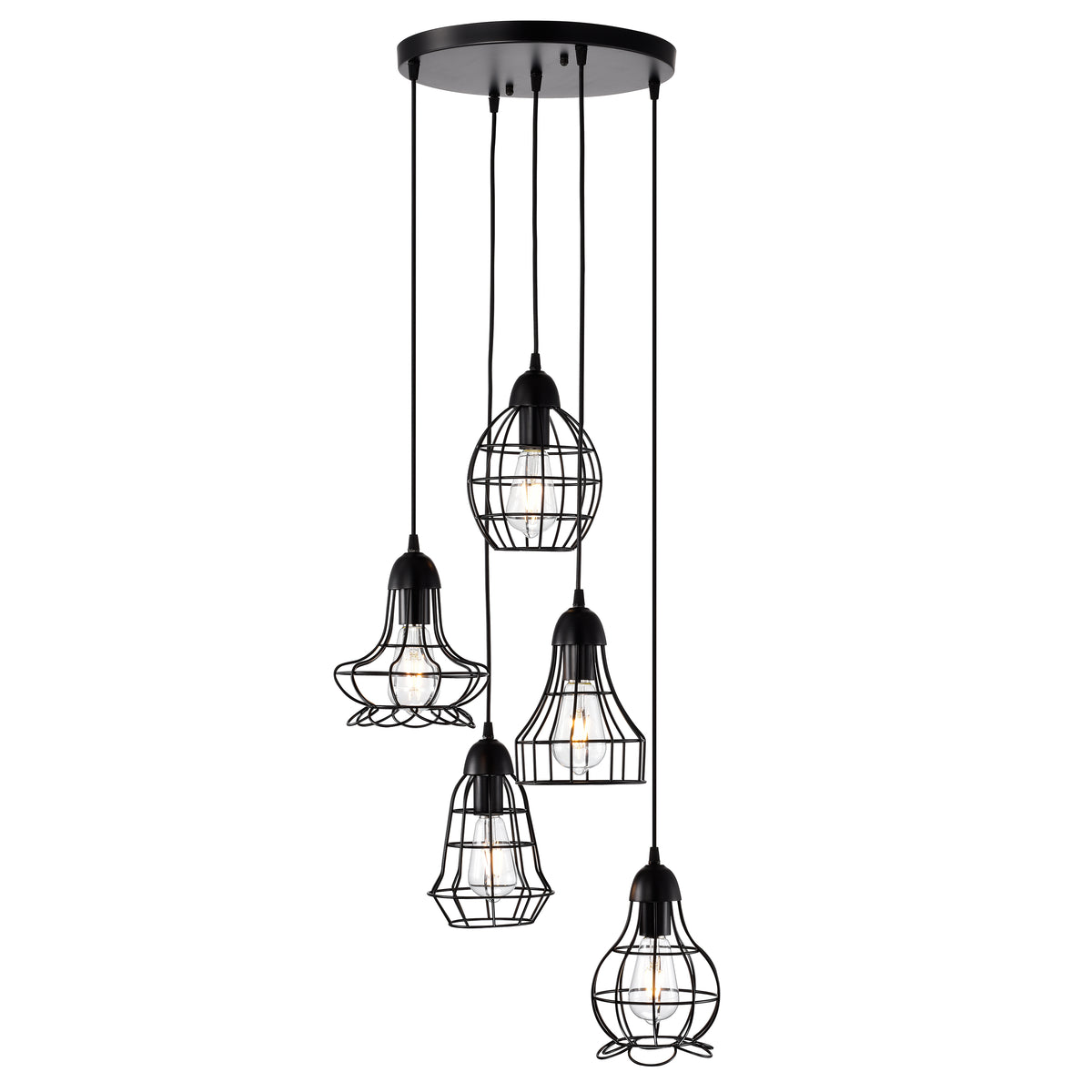 Devers 5-Light Cluster Pendant - Black