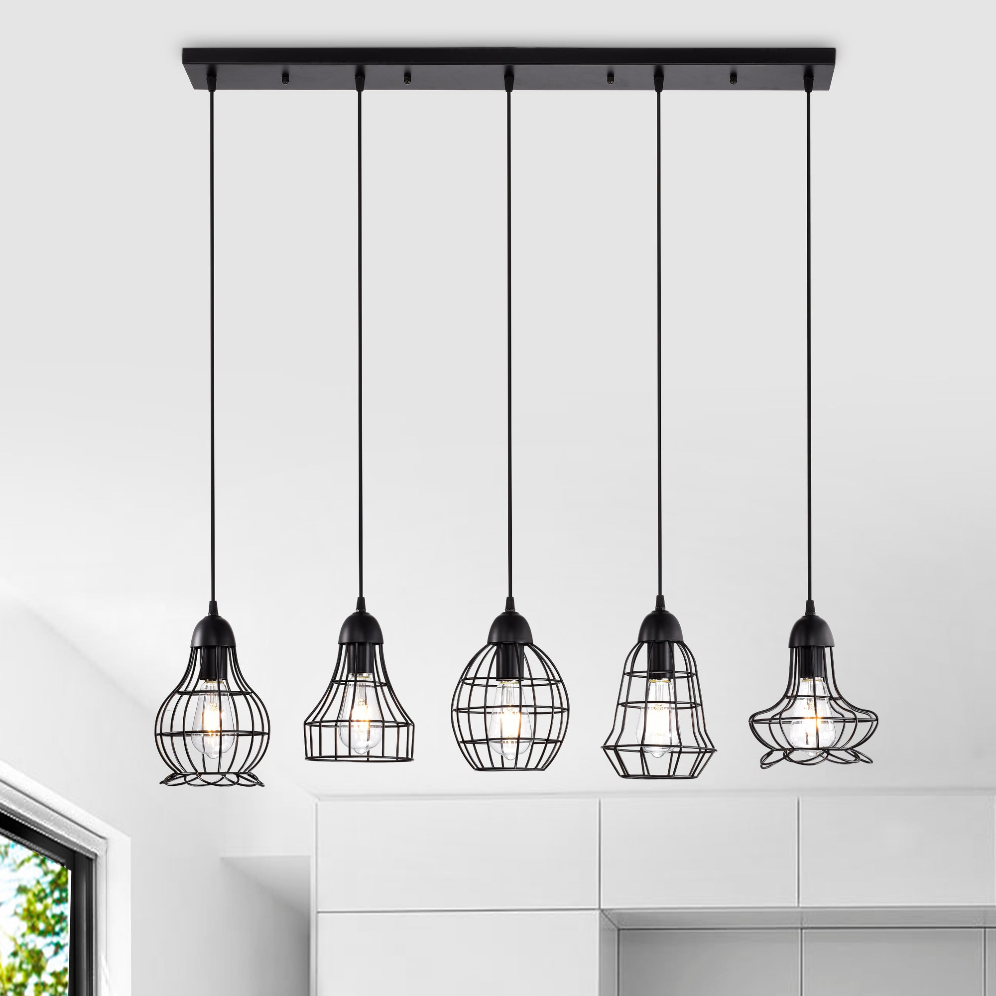 Camaret 5-Light Kitchen Island Pendant - Black