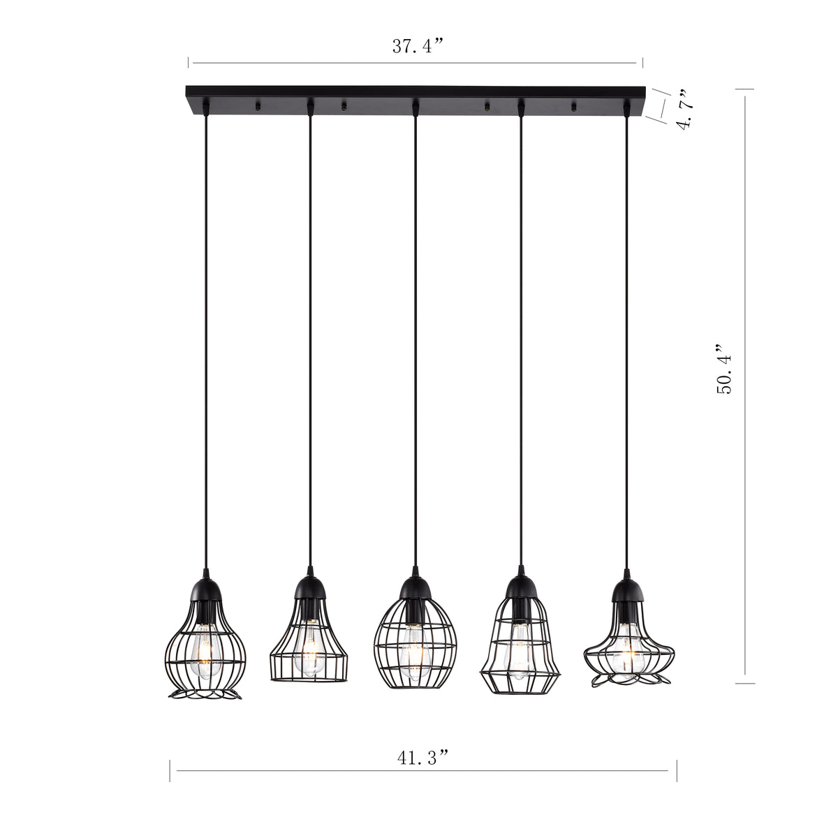 Camaret 5-Light Kitchen Island Pendant - Black