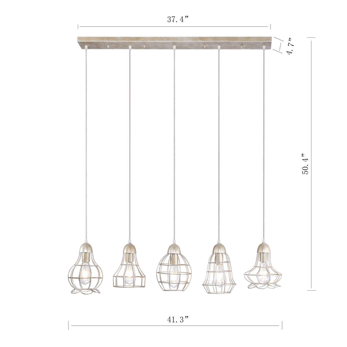 Camaret 5-Light Kitchen Island Pendant - Antique Silver