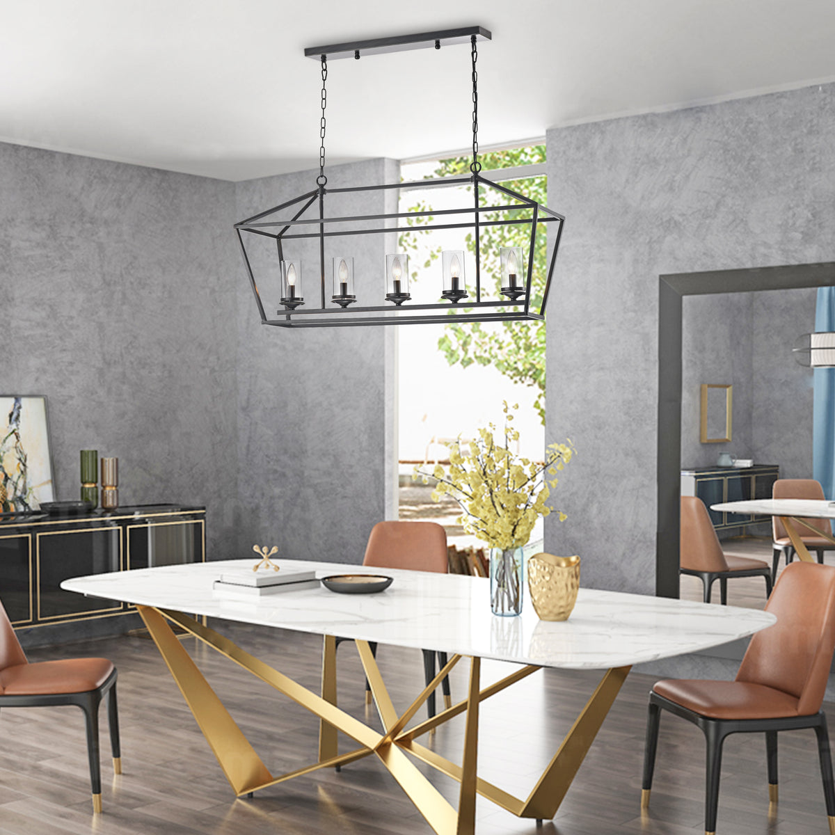 Leka 5-Light Chandelier - Black Brushed Coffee