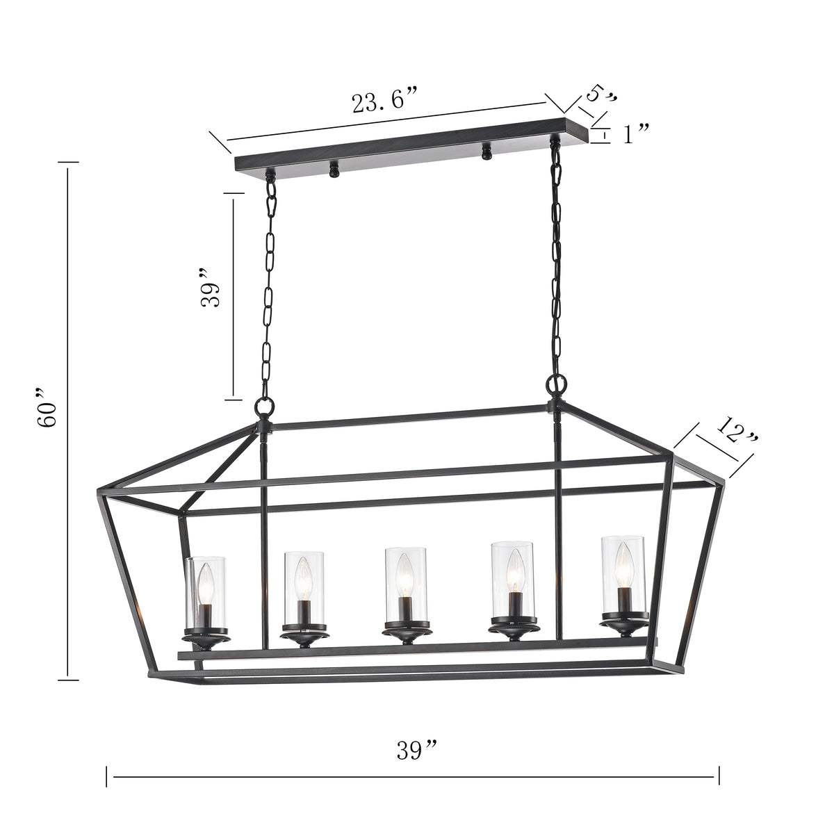 Leka 5-Light Chandelier - Black Brushed Coffee