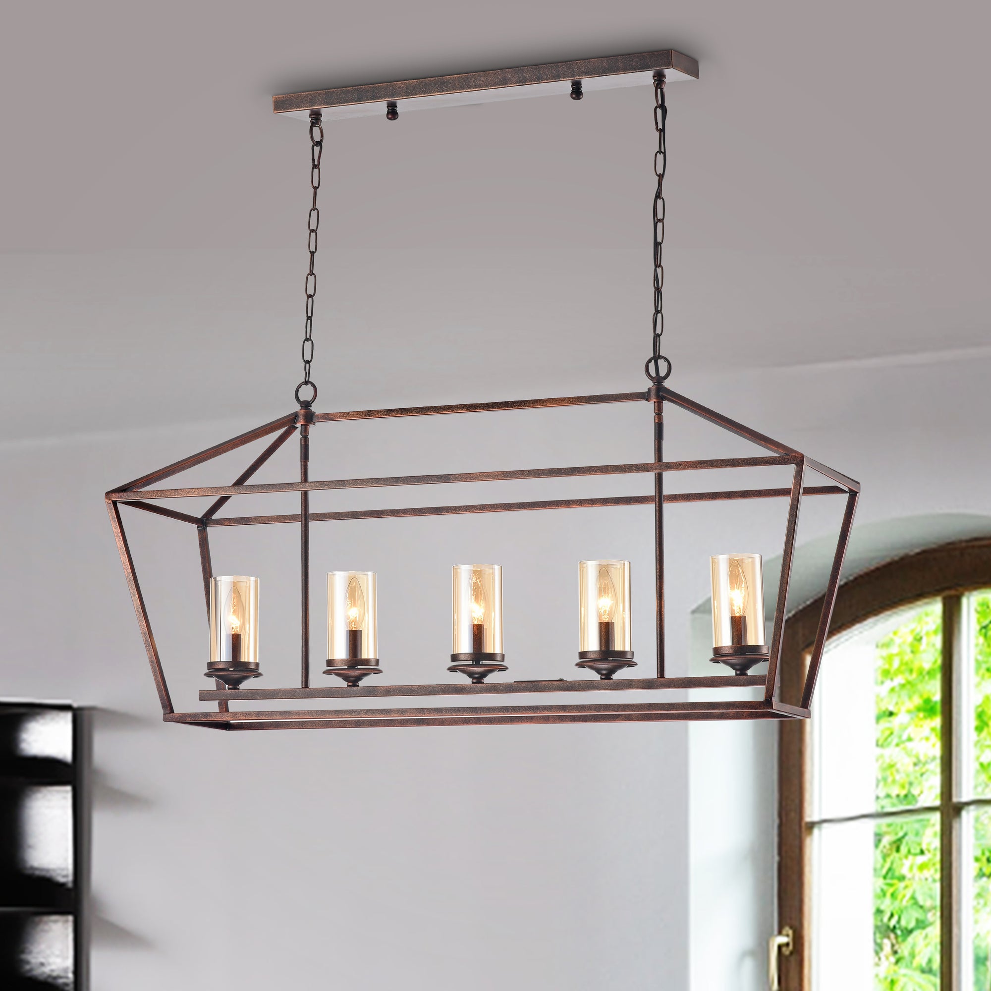 Leka 5-Light Chandelier - Black Brushed Gold