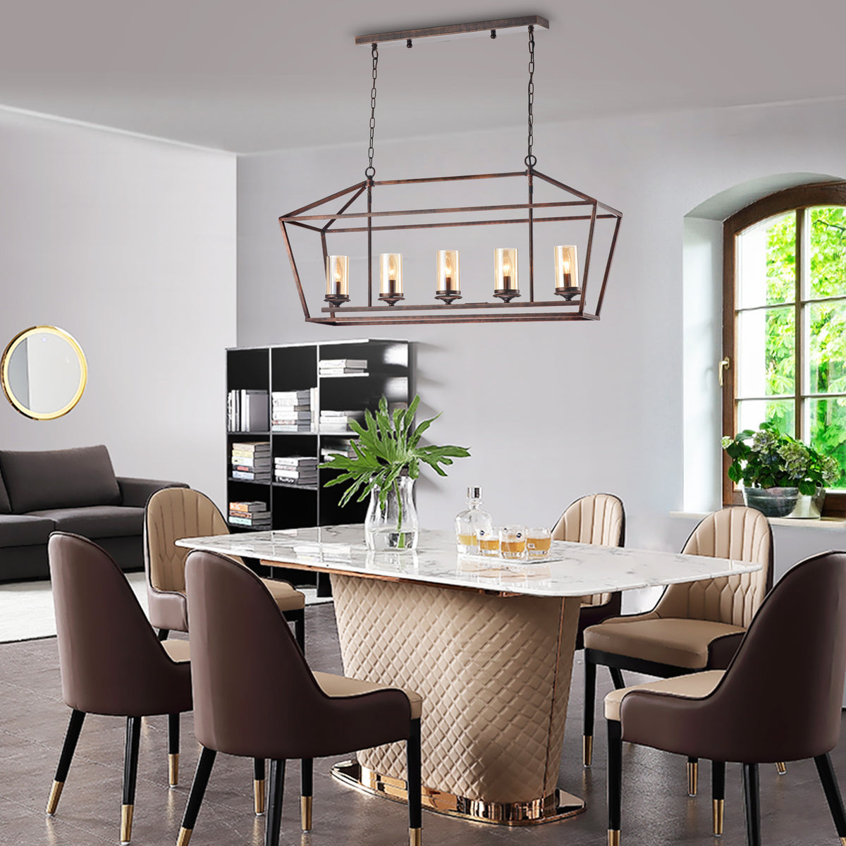 Leka 5-Light Chandelier - Black Brushed Gold