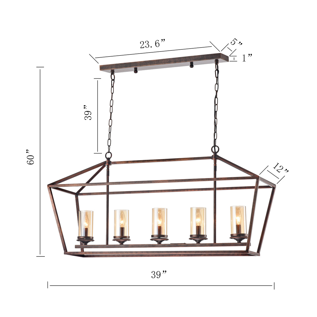 Leka 5-Light Chandelier - Black Brushed Gold
