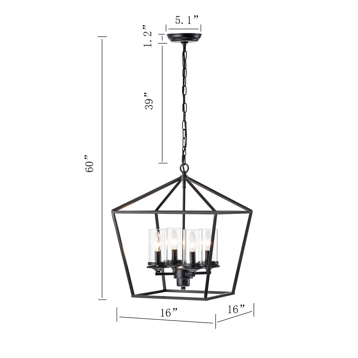 Manoel 4-Light Chandelier - Black Brushed Coffee