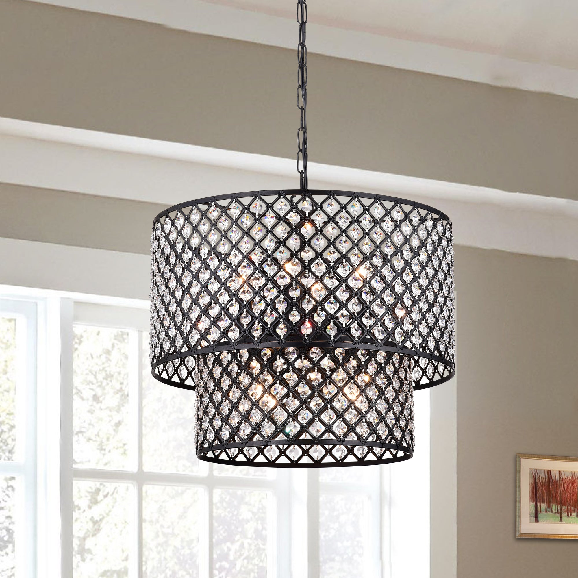 Convallaria 8-Light Drum Pendant with Crystal Accents